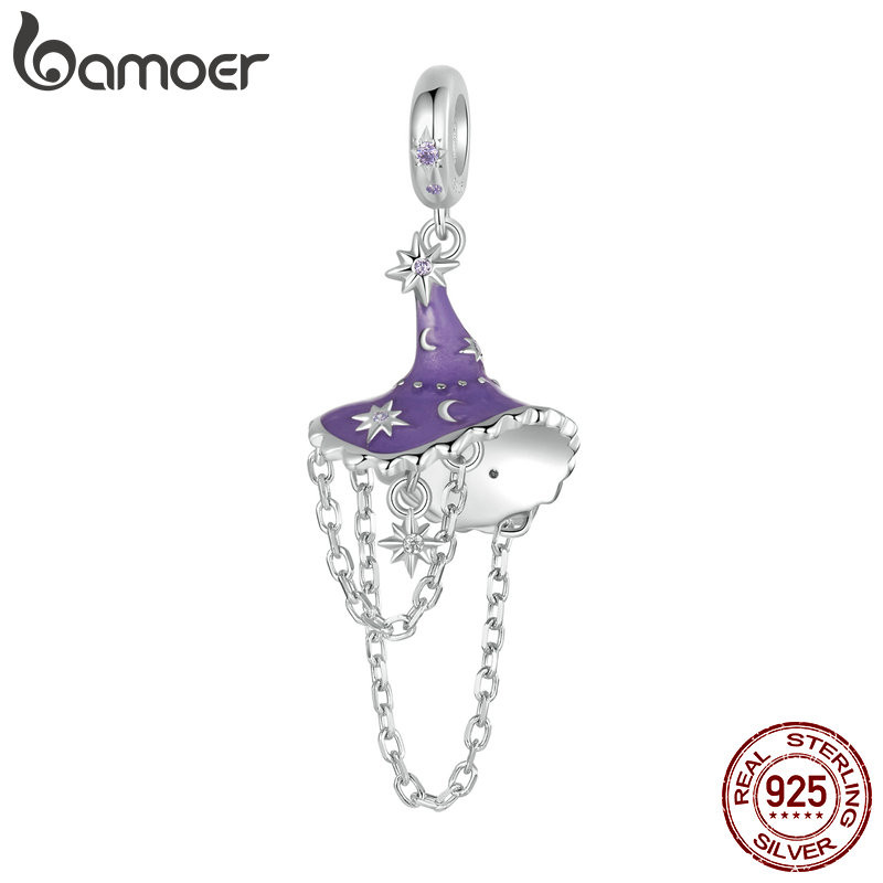 Mũ phù thủy dạ quang Bamoer 925 Sterling Sliver Charm cho vòng tay