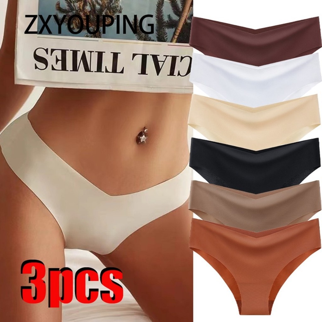 Zxyouping 1 / 3 Bộ Quần Lót Liền Mạch Nữ Gợi Cảm Thấp Tầng Quần Lót Hình Chữ V Quần Lót Vô Hình Thoáng Khí Thoải Mái Quần Đùi Quần Lót S-XL