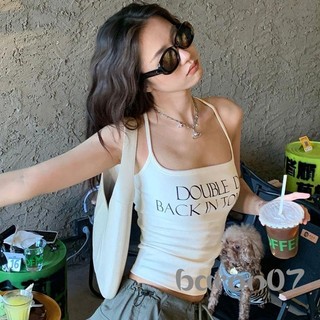 Nữ Spaghetti Dây Đeo Camisole In Chữ Thập Lưng Slim Fit Không Tay Muỗng Cổ Áo
