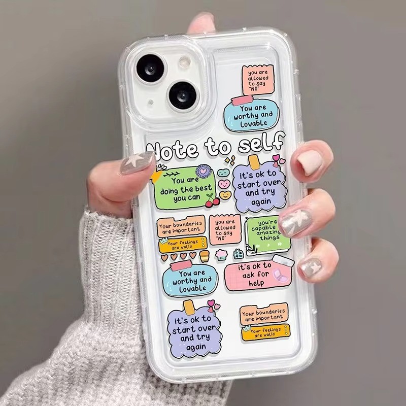 Vỏ Tương Thích Cho iPhone 16 11 12 13 14 15 Pro Max 16e XR X XS Max 7 8 Plus 12 13 Mini SE2020 2022 Phim Hoạt Hình Dễ Thương Ins Vibes Slogan In Trong Suốt Mềm Chống Sốc Silicon