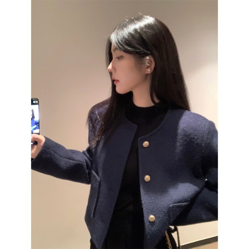 Áo khoác dạ tweed from dáng croptop thời trang hottrend thu đông hàng QC 2 lớp dày dặn XIMIMI SP218