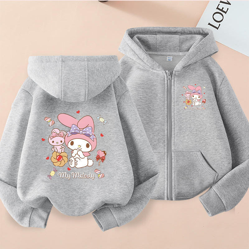 Áo Hoodie có khóa kéo Kuromi và Cinnamoroll dành cho trẻ em Áo nỉ hoạt hình dài tay phong cách Harajuku ấm cúng