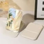 Gương soi mini cầm tay mặt lưng da PU siêu xinh có thể gấp gọn 10.8x7cm