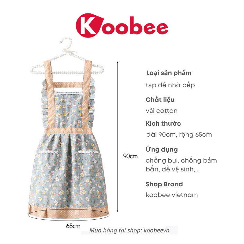 Tạp dề nấu ăn nữ KooBee vải canvas hoạ tiết hoa nhí thắt lưng thoáng khí phong cách Vintage công chúa Hàn Quốc | 147