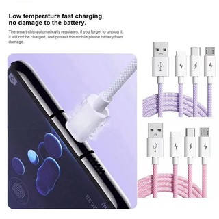 Ibumpers Cáp bện USB 3 trong 1 Dây sạc nhanh Dây truyền dữ liệu