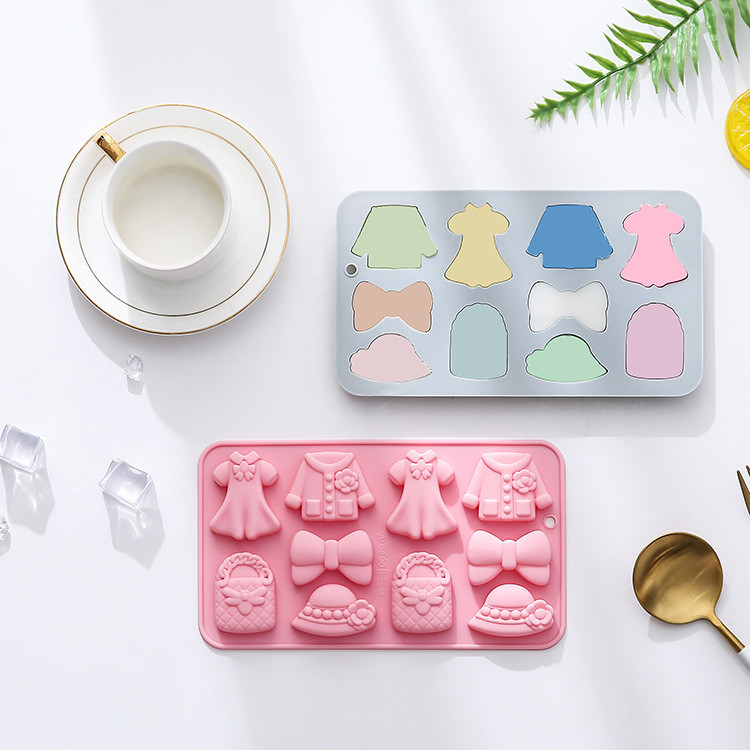 10 khoang quần áo trang trí chủ đề thiết kế khuôn silicon sô cô la khuôn bánh khuôn sáp chai đường khuôn viên đá khuôn làm bánh DIY