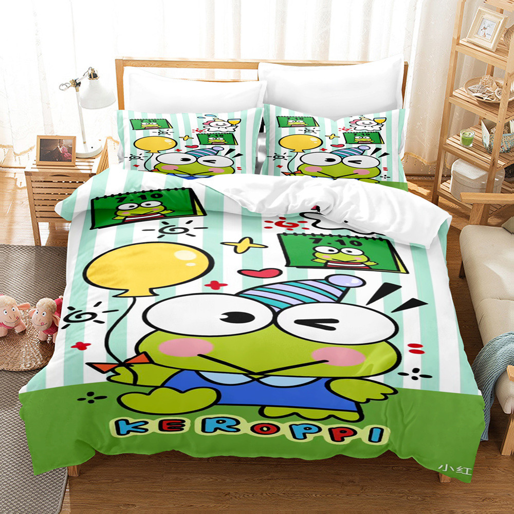 ST2 Kero Kero Keroppi 3IN1 Phù Hợp Với Khăn Trải Giường Chăn Gối Chất Lượng Cao Cấp Bộ Chăn Ga Gối Phòng Ngủ Gia Đình Có Thể Giặt TS2
