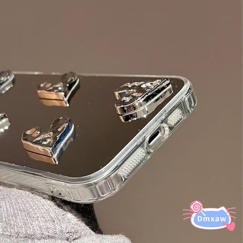 Ins Style 3D Xếp Ly Trái Tim Tình Yêu Trong Suốt Dành Cho Samsung Galaxy S25 Edge F06 M06 M33 M30S M21 M31 M21S A06 A42 5G Note 10 Lite 10 Plus Vỏ Điện Thoại Gương Mỹ Phẩm Vỏ Mềm Đơn Giản