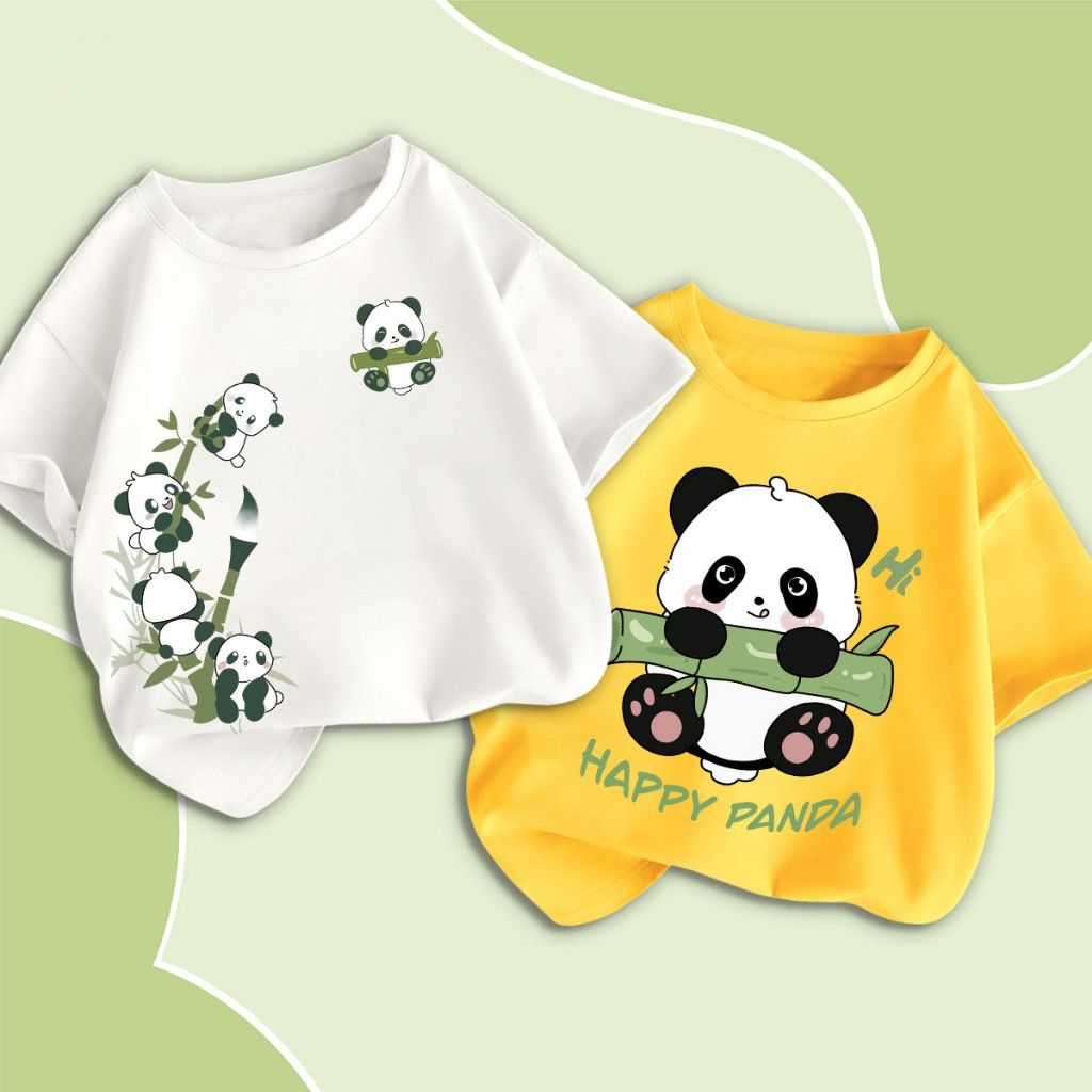 Thời trang và giản dị trẻ em T-Shirt Dễ Thương Gấu Trúc Vòng cổ ngắn sleept-áo sơ mi