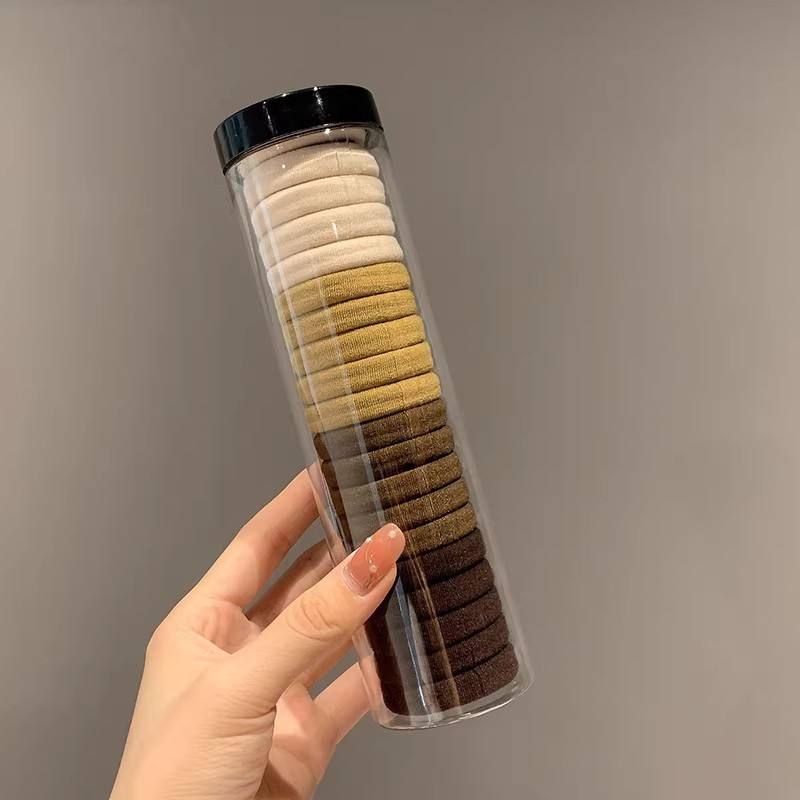 Dây Buộc Tóc Nữ 100 Chiếc Đóng Hộp Dây Buộc Tóc Phong Cách Hàn Quốc Màu Cà Phê Đơn Giản Bền Tóc Phụ Kiện Tóc Nữ Phụ Kiện Thời Trang