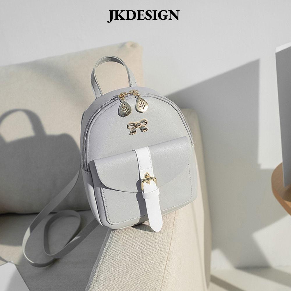 JKDESIGN Ba lô mini da PU đeo vai thắt nơ duyên dáng nhiều màu thích hợp cho nữ