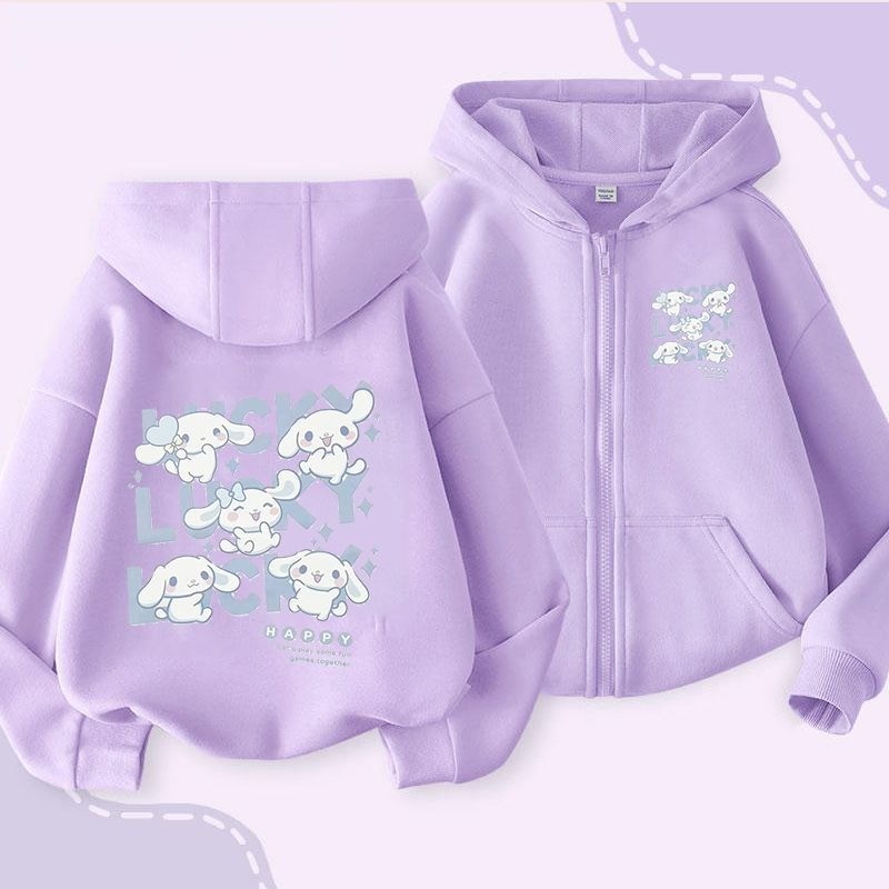 2024 Mới Cinnamoroll Bé Gái Áo Khoác Zip Up Áo Khoác Thời Trang Thu Đông Trẻ Em Áo Khoác Ngoài Bộ Sưu Tập