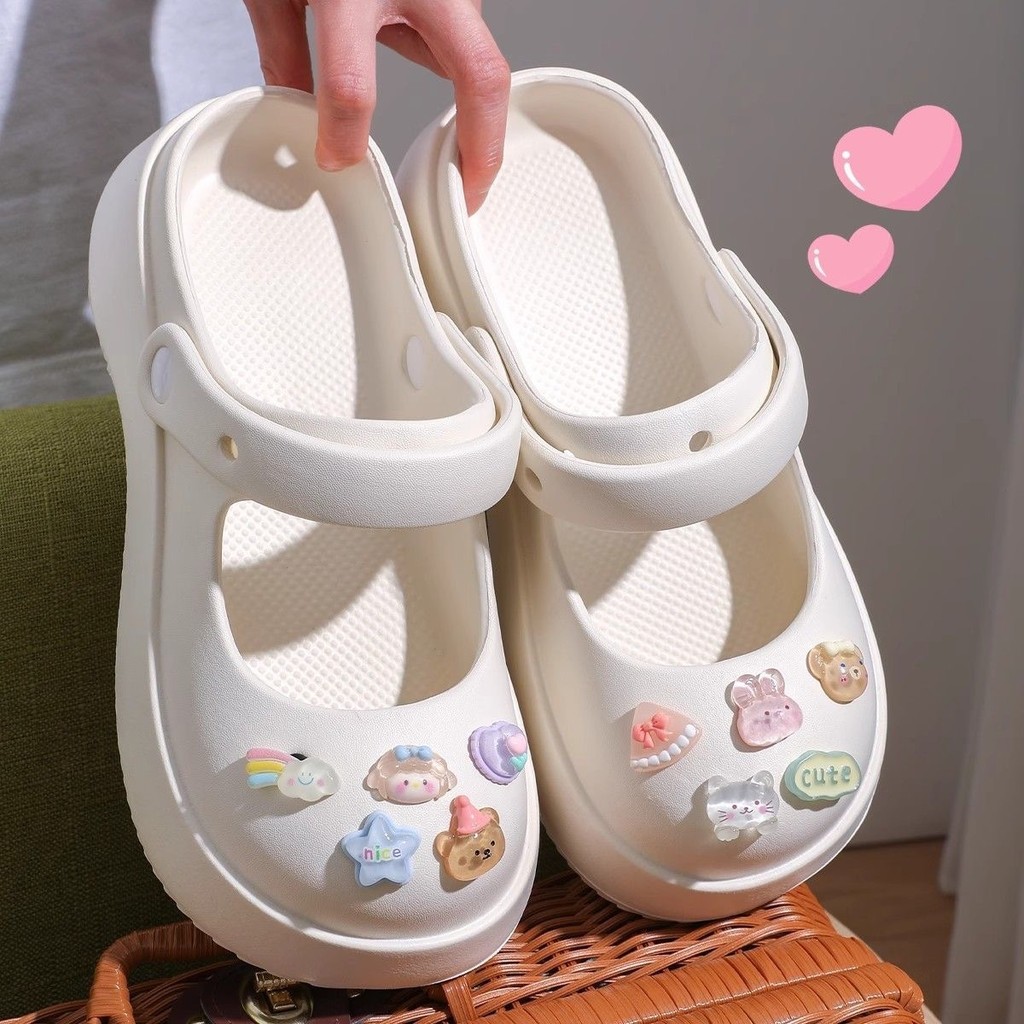 Giày Lỗ Mùa Hè: Nữ Mary Jane Style Home Shoes Hộ Gia Đình EVA Chất Liệu Dép