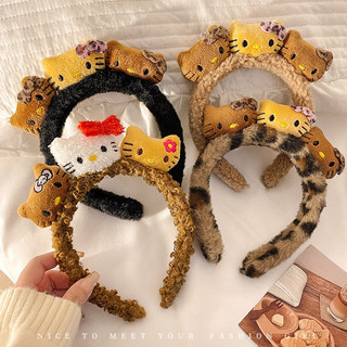 Băng đô in hình da báo sang trọng dành cho nữ Phim hoạt hình Hello Kitty Mũ đội đầu chống trượt
