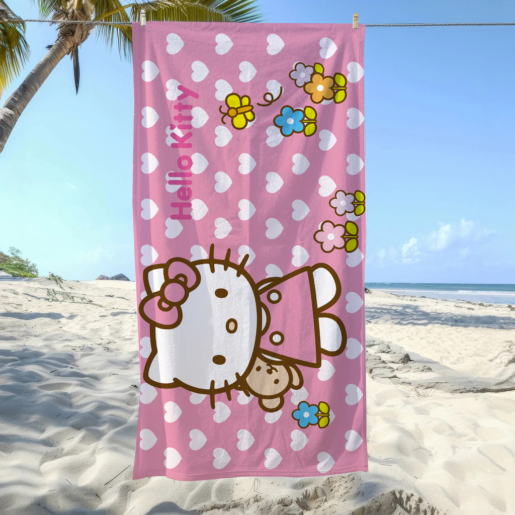 Phim hoạt hình dễ thương Sanrio Hello Kitty Khăn tắm thấm nước in một mặt