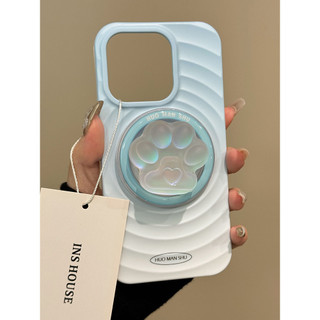 Sang Trọng Màu Xanh Hồng Mèo Móng Vuốt Từ Đứng Ốp lưng iPhone16 15 14 13 12 Pro Max Vỏ Chống Sốc Bảo Vệ Camera Chống Rơi Mặt Sau Cứng Mờ