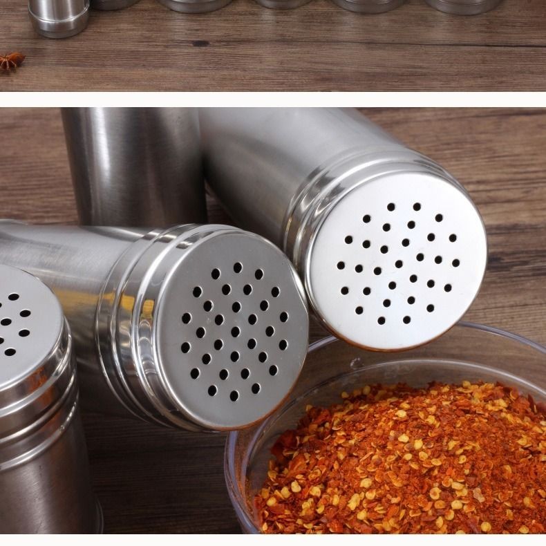 Hộp Gia Vị Muối Bình Lắc Thép Không Gỉ Thịt Nướng Gia Vị Lọ Tiêu Ớt Bột Gia Vị Rắc Chai Cumin Bếp Bình