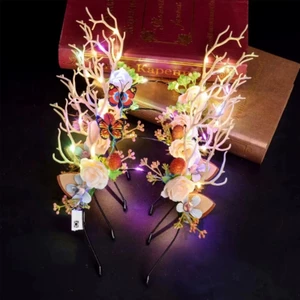 Giáng Sinh Tóc Đầu Led Phát Sáng Tuần lộc Gạc Hươu Tai Tiệc Giáng Sinh Cosplay Đầu