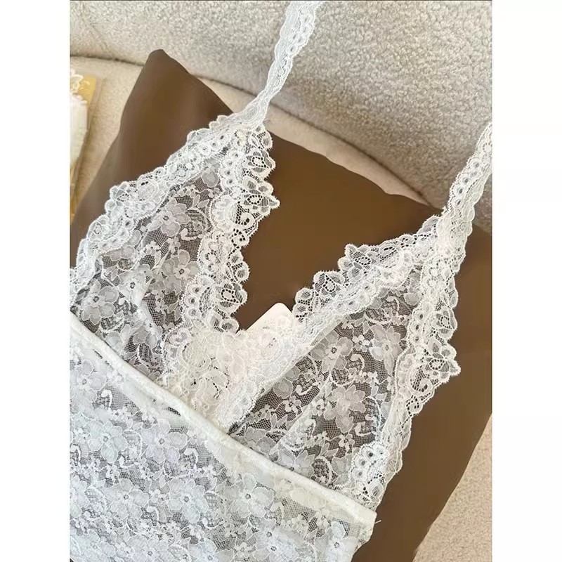 Milyfashion Dây Cổ Ren Camisole Nữ Mùa Thu Ngọt Ngào Nóng Cô Gái Bên Trong Mặc Bên Ngoài Ren Đẹp Nhỏ Top