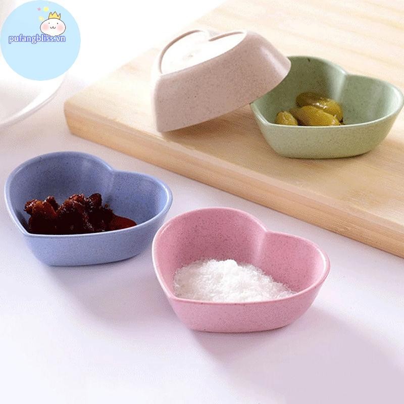 Pufangbliss Dễ Thương Tình Yêu Hình Trái Tim Lúa Mì Rơm Bát Ăn Nhẹ Đĩa Nhỏ Đồ Dùng Nhà Bếp VN