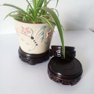 ☀Phong Cách Trung Hoa Khắc Để Bàn Cổ Cây Cảnh Tím Đất Sét Nồi Đá Ngọc Gỗ Gụ Gỗ Mun Đế