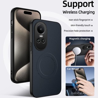Kết Cấu Kim Loại Sang Trọng Từ Tính Sạc Không Dây Ốp lưng Oppo Reno 12 13 Pro 12F 13F Reno13F Reno13Pro 4G 5G Vỏ Họa Tiết Sợi Carbon Cứng PC Ốp Lưng Chống Sốc