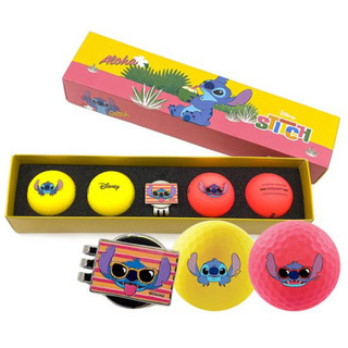 [VOLVIK] Bộ bút đánh dấu và 4 quả bóng golf thiết kế Disney Stitch (Vàng/Xanh)