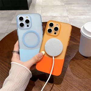 Ốp điện thoại cứng PC nối mờ 2 trong 1 cho iPhone 17 Air 16 Pro Max 15 Plus 14 13 12 11 Crystal Hit Color Vỏ sạc không dây trong suốt