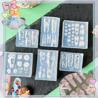 [beautifulhome] Khuôn làm móng 3D silicon hoa hồng nơ, mẫu DIY, tấm dập trang trí nghệ thuật
