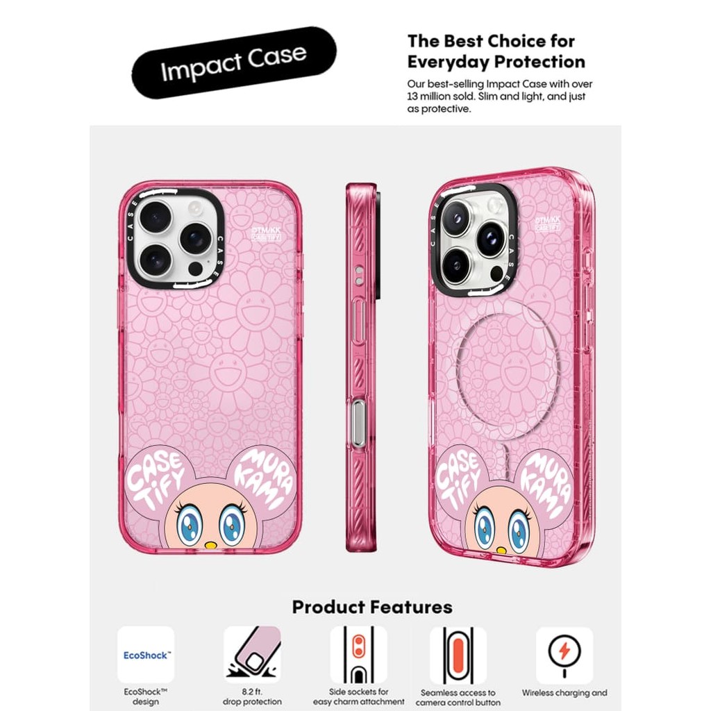 CASECASE X TAKASHI MURAKAMI MR. Ốp Lưng DOB Màu Hồng Fizz Trong Suốt Cứng Từ Hút Tác Động Dành Cho Apple IPhone 12 13 14 15 16 Pro Max Plus Có Hộp
