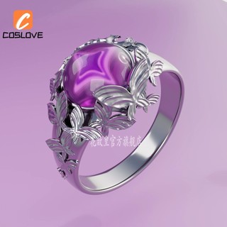 Anime Trò Chơi Honkai Ngôi Sao Đường Sắt Castorice Cosplay Nhẫn Màu Bạc Đá Tím Nhẫn Trang Trí Ngón Tay Cosplay Đạo Cụ Nhẫn