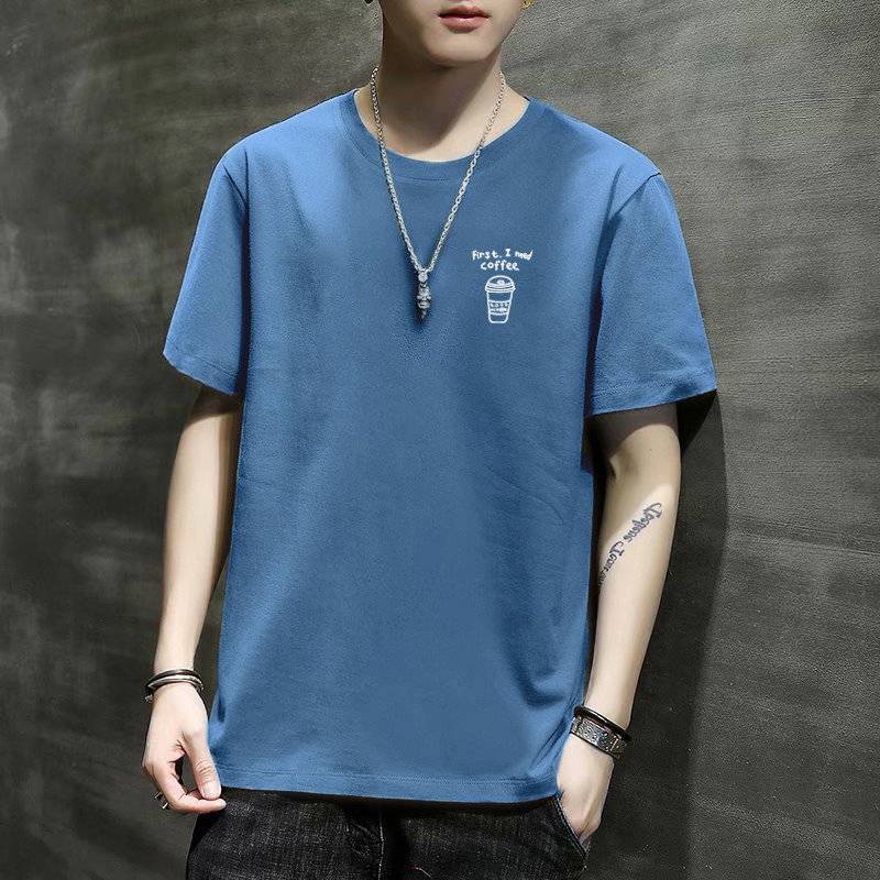 Phong Cách Mới Nam Ngắn Tay Áo Thun Phong Cách Hàn Quốc Mùa Hè Hợp Thời Trang Rời Thanh Niên Slim-fit Thường Ngày