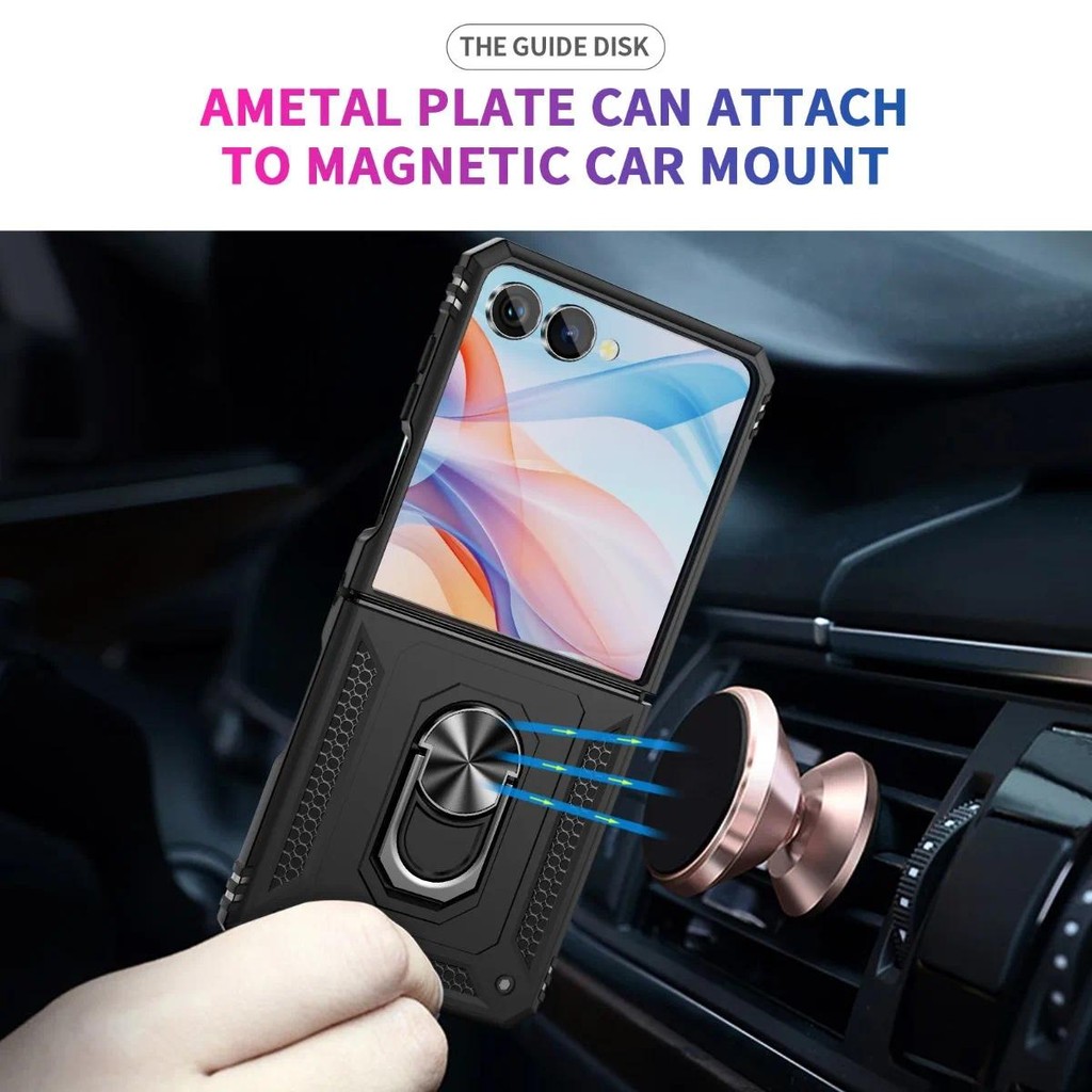 Thích Hợp Cho Samsung Galaxy ZFlip7 Vỏ Cứng Chống Sốc Hỗ Trợ Vòng Xe Ô Tô Từ Tính Vỏ Điện Thoại Cho ZFlip 7 5 6 4 3 5G Giá Đỡ Vỏ Bảo Vệ