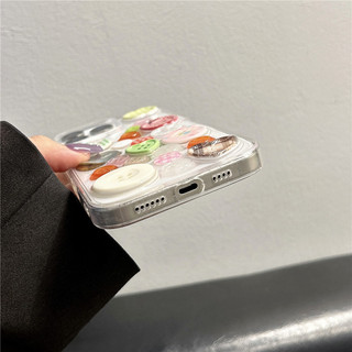 Vỏ điện thoại nút chặn màu epoxy macaron thời trang cho iPhone 16 15 14 13 11 12 Pro Max