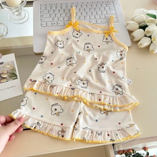Bộ Đồ Bé Gái Mùa Hè Dễ Thương - Áo Dây Hoa Nhí Vải Mát Mềm Mịn