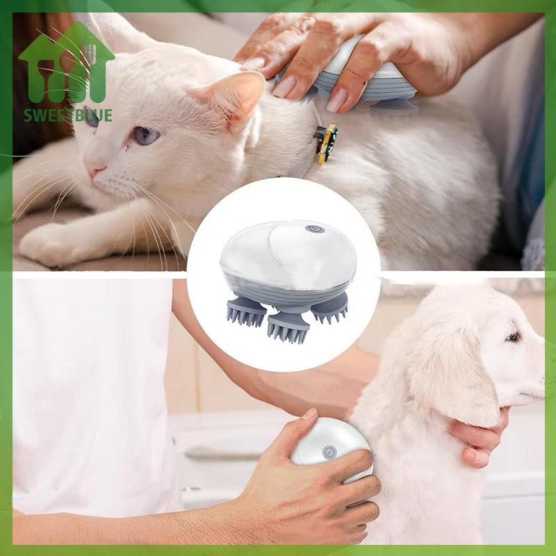 SWEET Máy Mát Xa Đầu Điện Mutifunctional Mèo Chó Máy Mát Xa Da Đầu Có Thể Sạc Lại Tiếp Xúc Cơ Thể Thú Cưng Thư Giãn Chăm Sóc Sức Khỏe Máy Mát Xa n