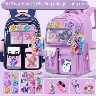 Balo học sinh tiểu học My Little Pony - chống gù nhẹ vai nhiều ngăn tiện lợi kèm quà tặng