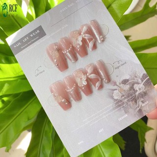 Móng tay giả ren với bột lung linh Chống Chip Móng tay giả chống nhòe cho nữ trang điểm tay hợp thời trang