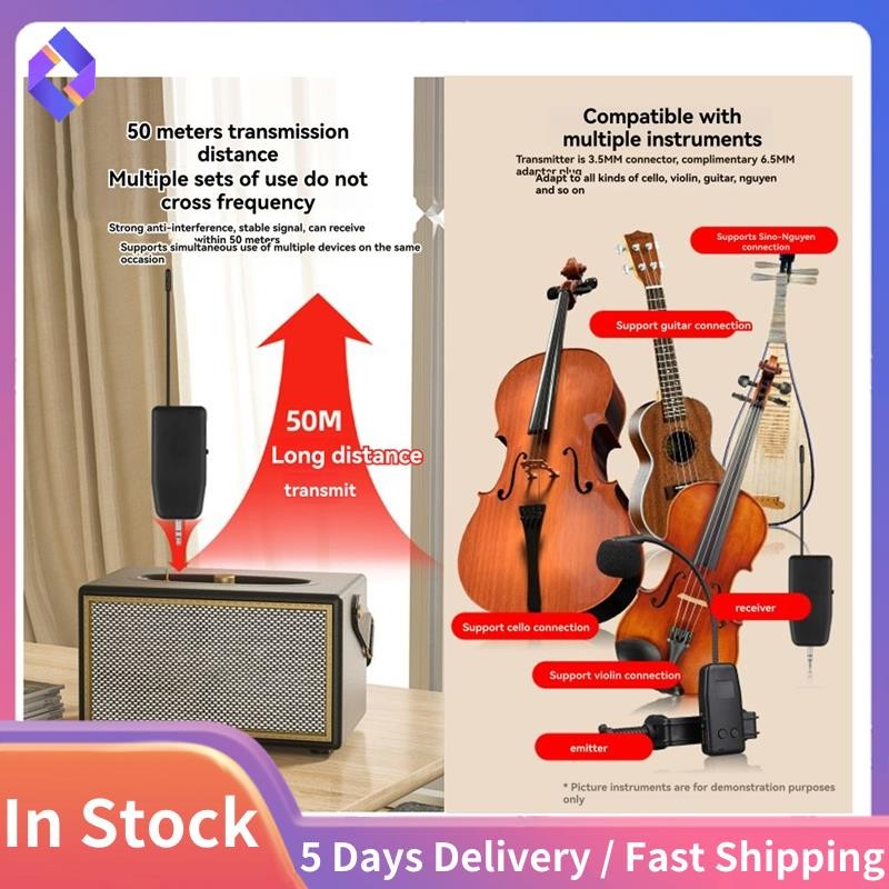 Hệ thống micro không dây 2.4G cho máy phát và thu kẹp đàn Violin, Cello, đàn Guitar Phạm vi 50 mét