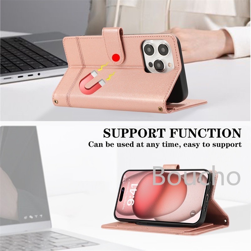 Dành Cho OPPO Reno 11 12 13 14 Pro 11F 11A 12F 12FS 13F 13FS 14F F27 5G 4G Ví PU Thời Trang Flip Cover Vỏ Điện Thoại Da Sang Trọng Có Khe Cắm Thẻ