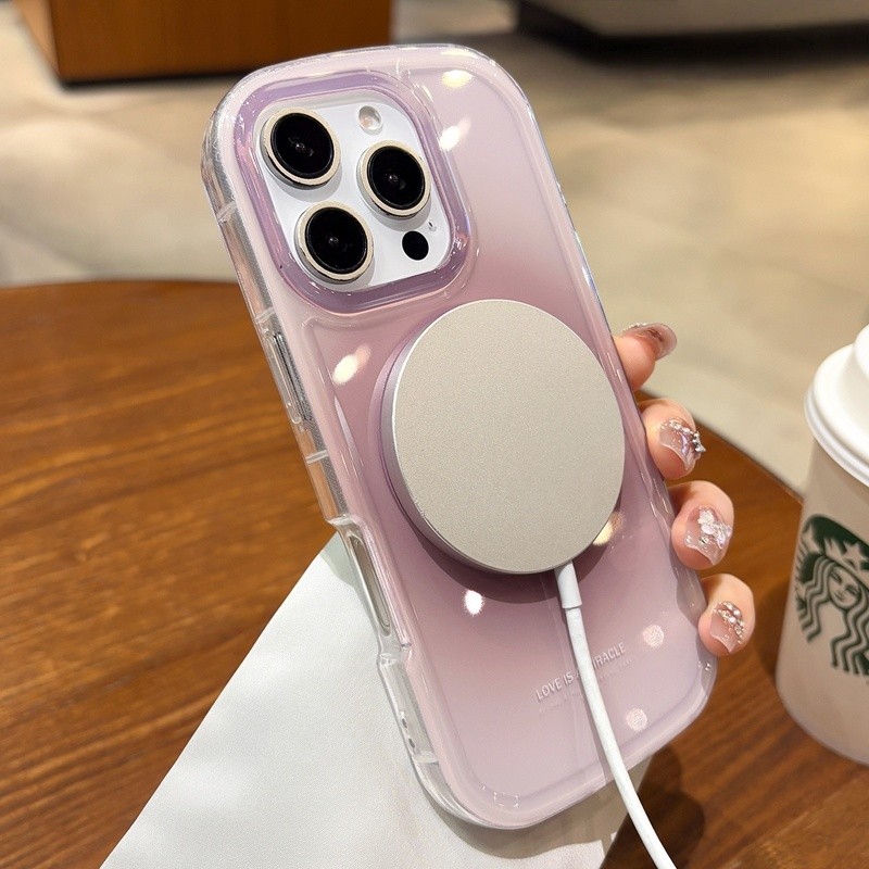 Ốp điện thoại từ tính hình elip Gradient cho iPhone 16 12 13 14 15 pro max Bảo vệ ống kính chống rơi Vỏ cứng bảo vệ điện thoại