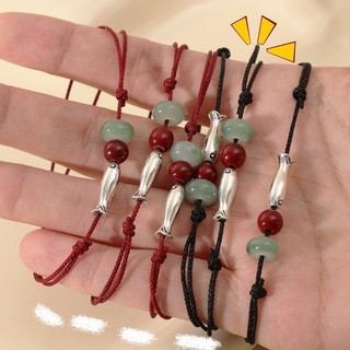 Dây tay bện cá may mắn - Vòng tay tình bạn phong cách Trung Quốc mới - Quà tặng vòng tay đôi dệt tay - Phụ kiện trang sức - Vòng tay dây có thể điều chỉnh