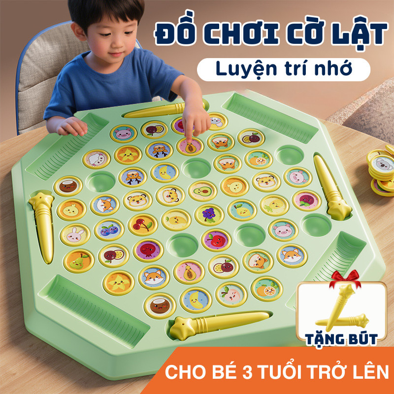 Đồ Chơi Cờ Lật Luyện Trí Nhớ Cho Bé, Bộ Đồ Chơi Trí Tuệ Tư Duy Ghi Nhớ 52 Quân Cờ Nhiều Chủ Đề