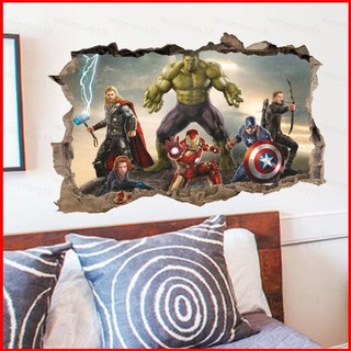 G13 Marvel The Avengers Siêu Anh Hùng Người Nhện 3D Giấy Dán Tường Ba Chiều Miếng Dán Trẻ Em Phòng Ngủ Phòng Khách Trang Trí Một Phần