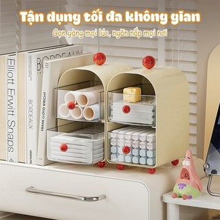 Hộp Đựng Đồ Ngăn Kéo 2 Tầng Trong Suốt MAISON, Kệ Đựng Mỹ Phẩm, Đồ Dùng Học Tập Decor Bàn Học Gọn Gàng