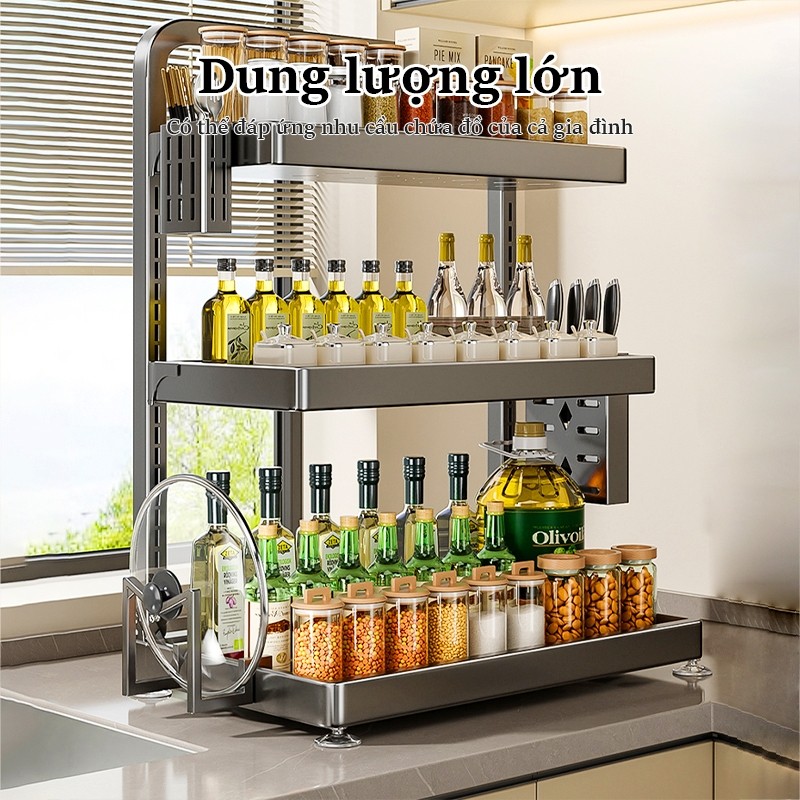Lifinity Kệ Đựng Gia Vị Thông Minh 2 Tầng - Thép Carbon Cao Cấp, Có Thể Điều Chỉnh Độ Cao, Chống Gỉ Hiệu Quả