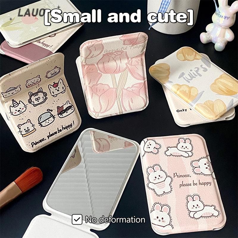 Springevenstar Máy Tính Để Bàn Gương Trang Điểm Màu Trơn Da Đơn Giản Di Động Cầm Tay Gương Trang Điểm Có Thể Gập Lại Học Sinh Nhỏ Gọn Dễ Thương Bỏ Túi Gương Springevenstar