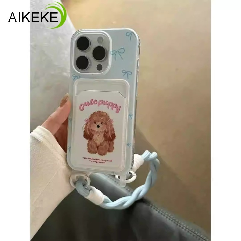Vỏ Đựng Thẻ Chó Dễ Thương Cho Vivo iQOO Z10 Z9 Turbo Z10X Z9X Z8 Z8X Z7 Z7X Z6 Z6X Z5 Z5X Z3 Z1 Neo 10 9 8 7 6 5 SE Pro + 3 Vỏ Mềm Có Dây Tay
