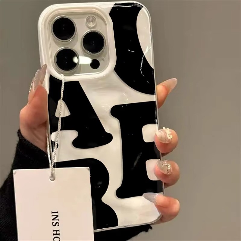 Họa Tiết Chữ Đơn Giản Gấp Họa Tiết Ốp lưng iPhone 17 Air 16 15 14 Plus 13 12 11 Pro Max Màu Kẹo Silicon Mềm Chống Sốc Ốp Lưng