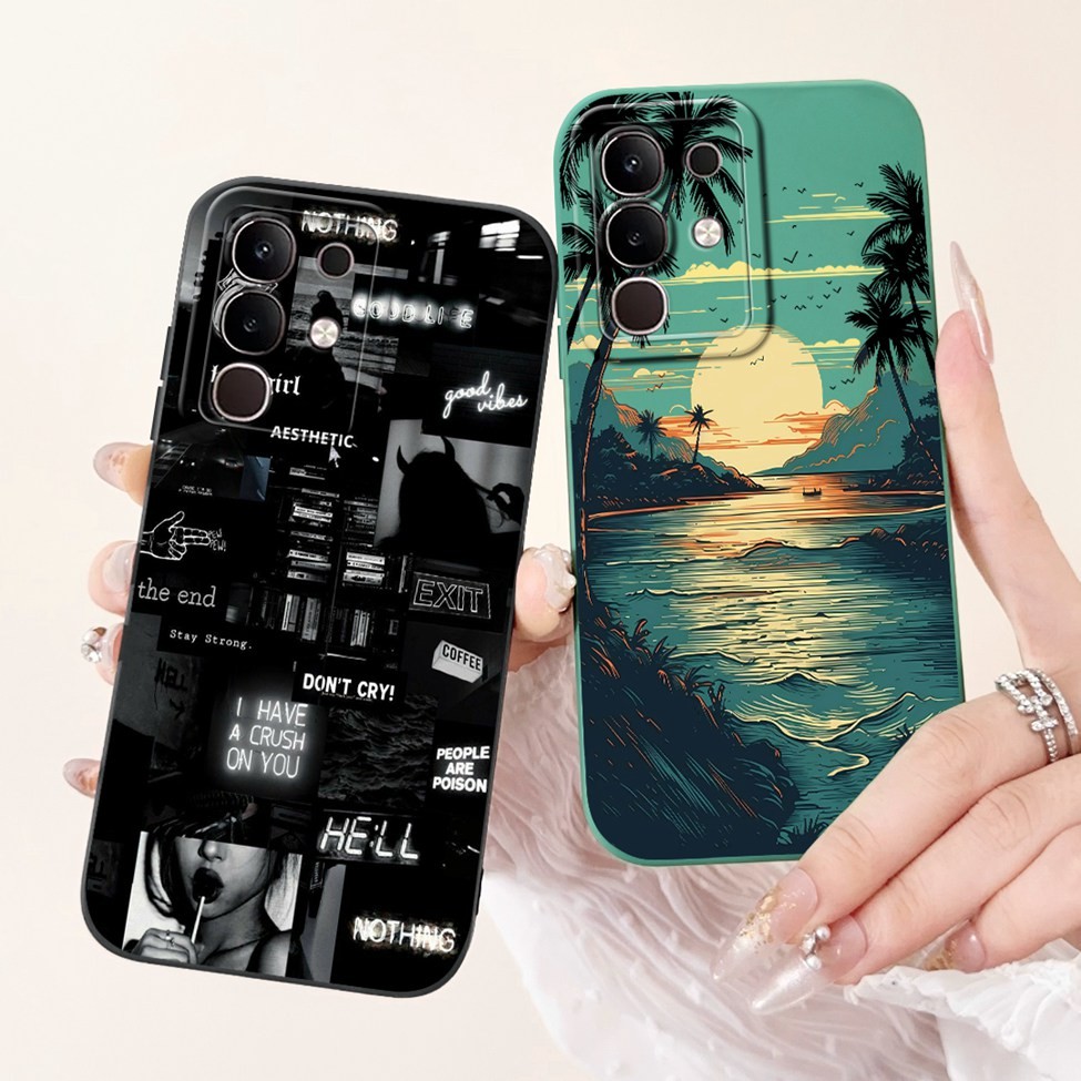 Ốp lưng Vivo iQOO Z10x V2445A Silicon Mèo Dễ Thương Thời Trang Bướm Hoa Yêu Sơn Bao iQOO Z10x Ốp Điện Thoại